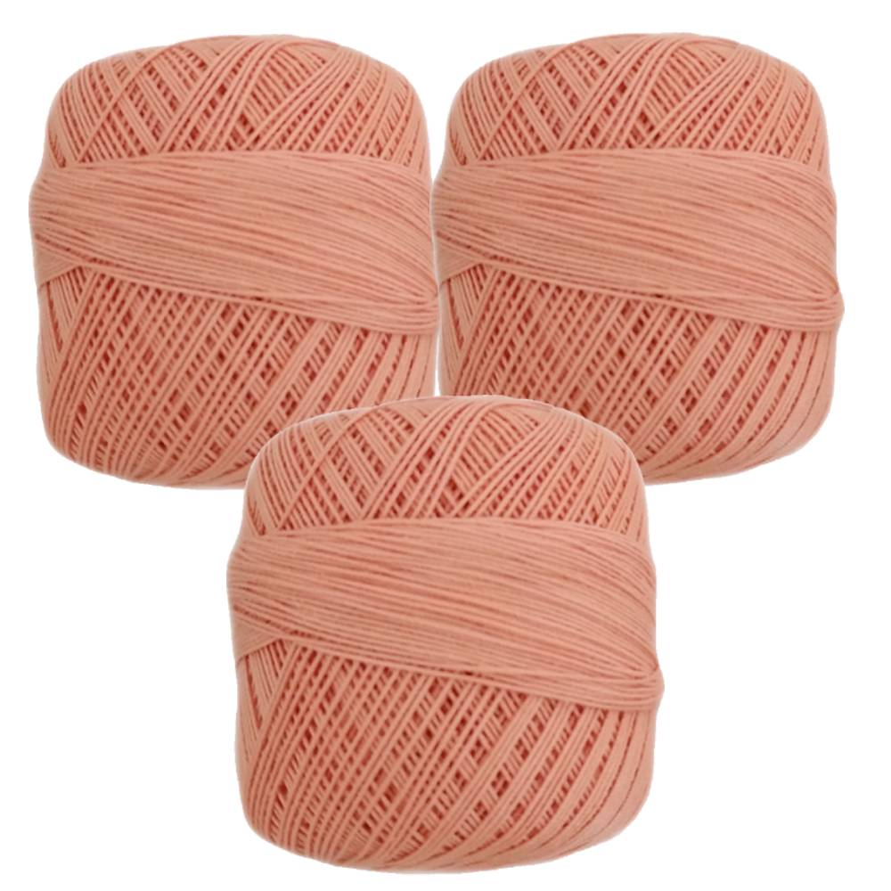 PAQUETE salmón con 3 bolas Crochet Omega No. 10, marca Omega, madejas de 30g con 159m