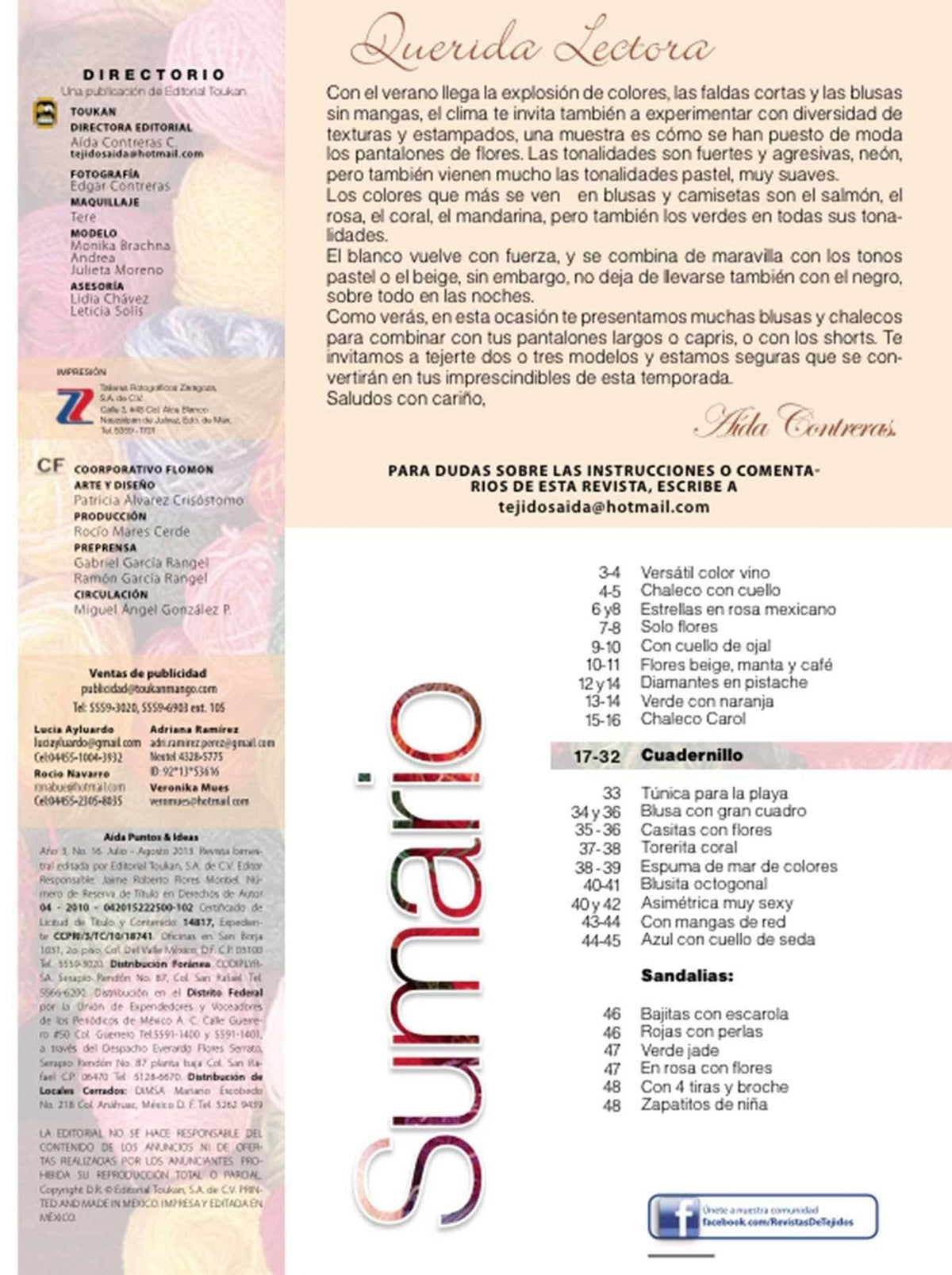 Revista Aida Puntos &amp; Ideas 16 - Blusas y chalecos para el verano . Formato Impreso - ToukanMango